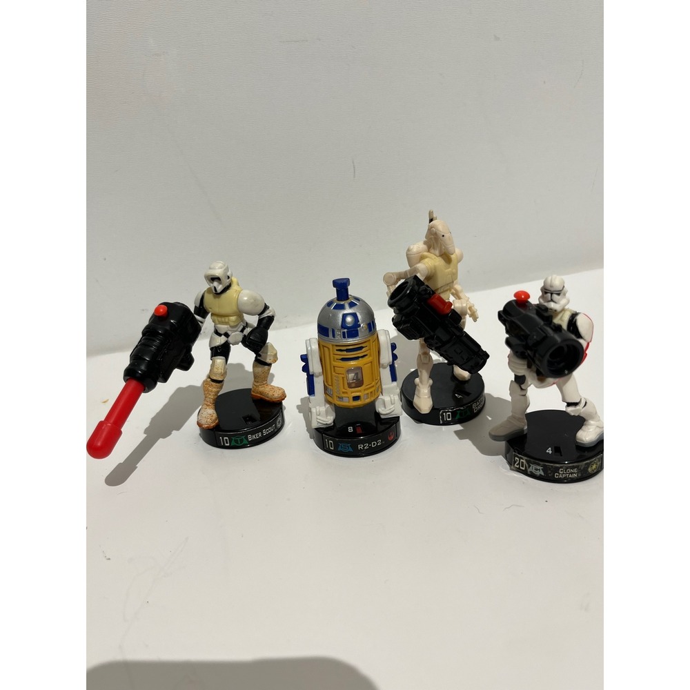 Star Wars Attacktix Figure Lot R2-D2 Biker Scout Battle Droid Clone Captain 2005